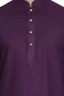 Purple Plain Cotton Kurta-Pajama