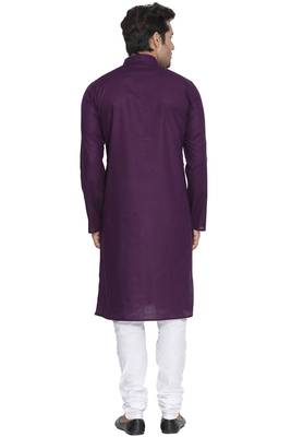 Purple Plain Cotton Kurta-Pajama 4