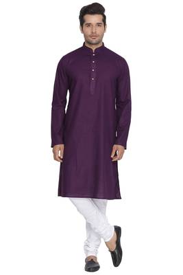Purple Plain Cotton Kurta-Pajama 5