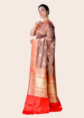 Multicolor hand woven pure katan silk saree with blouse 2