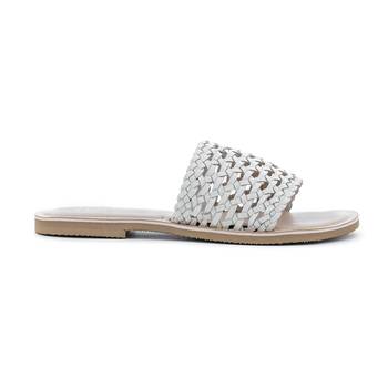 Trends & Trades Womens Hand-Woven Laser Cut Genuine White Leather Flats  3