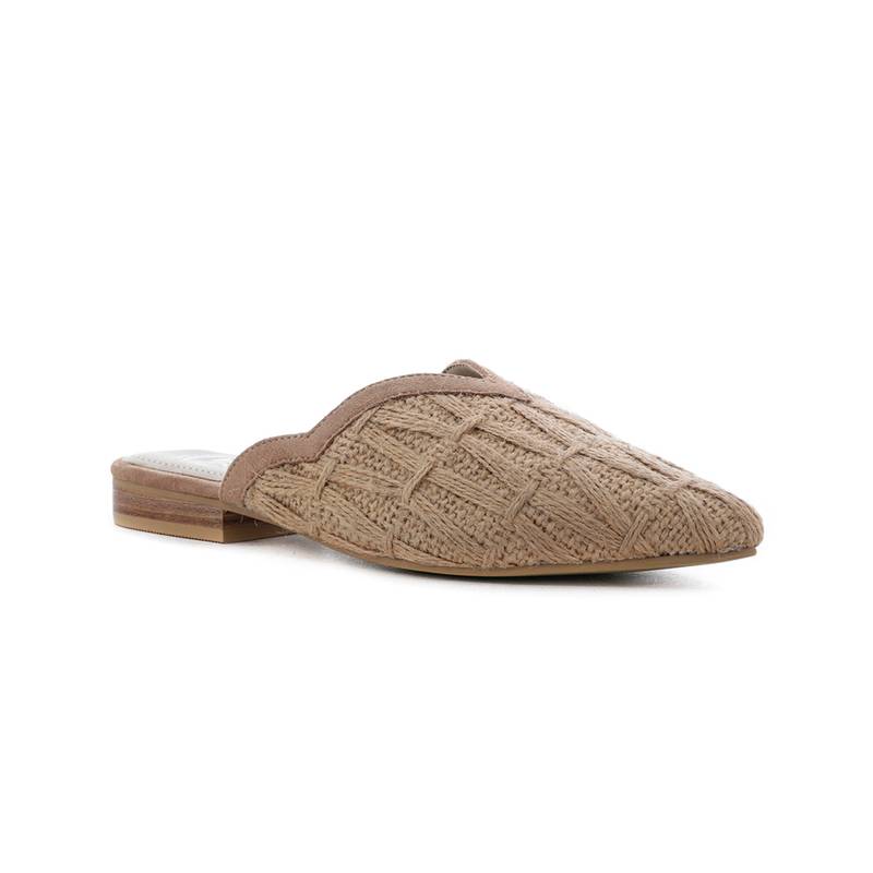 Trends & Trades Womens Natural Hand Crafted Flat Jute Mules Shoes