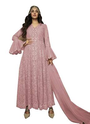 Peach Embroidered Net Salwar 1