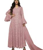 Peach Embroidered Net Salwar