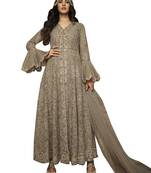 Grey Embroidered Net Salwar