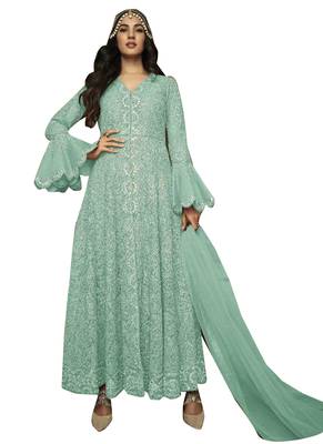 Green Embroidered Net Salwar 1