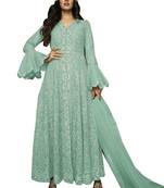 Green Embroidered Net Salwar