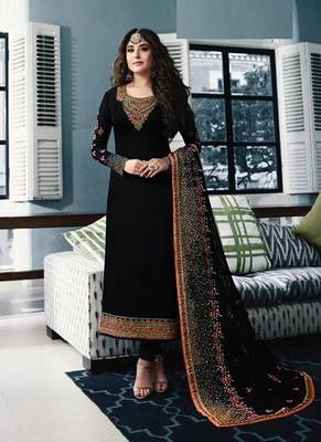 Black embroidered satin salwar 1