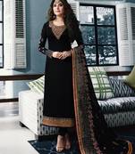 Black embroidered satin salwar