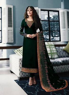 Green embroidered satin salwar 1