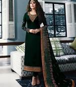 Green embroidered satin salwar