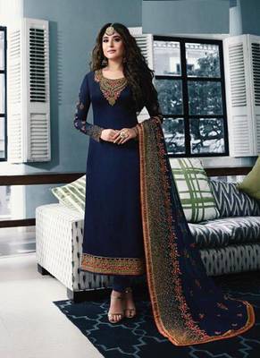 Blue embroidered satin salwar 1