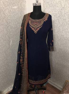 Blue embroidered satin salwar 2