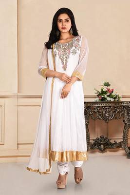 White embroidered net salwar 1