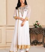 White embroidered net salwar
