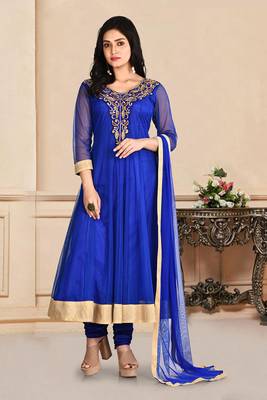 Blue embroidered net salwar 1