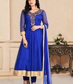 Blue embroidered net salwar