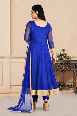 Blue embroidered net salwar 2