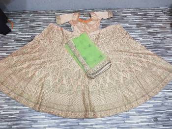 Peach Color Timo Silk Embroidered Semi Stitched Lehenga Choli 5