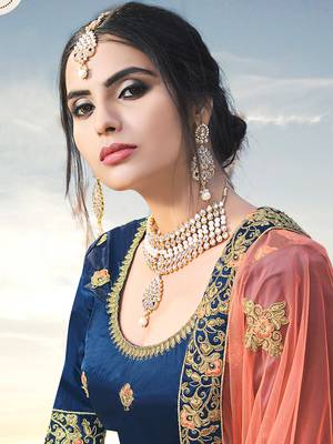 Blue Color Naylon Satin Embroidered Semi Stitched Lehenga Choli 2
