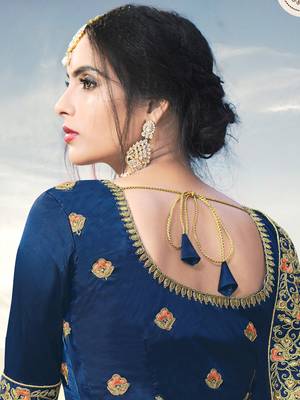 Blue Color Naylon Satin Embroidered Semi Stitched Lehenga Choli 3
