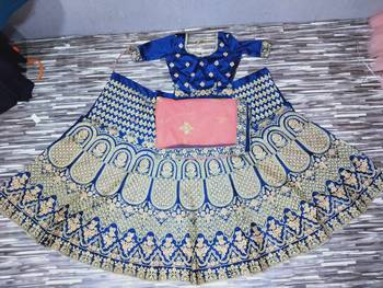 Blue Color Naylon Satin Embroidered Semi Stitched Lehenga Choli 5