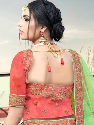 Gajari Color Naylon Satin Embroidered Semi Stitched Lehenga Choli 3