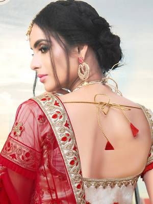 Beige Color Naylon Satin Embroidered Semi Stitched Lehenga Choli 3