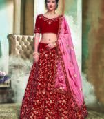 Maroon Color Naylon Satin Embroidered Semi Stitched Lehenga Choli