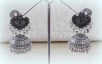 Tribal german silver jhumka earring 1