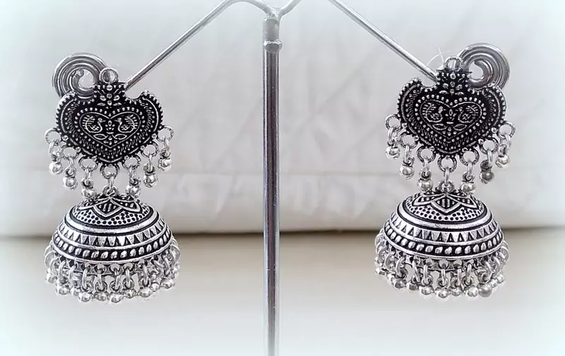 Tribal german silver jhumka earring