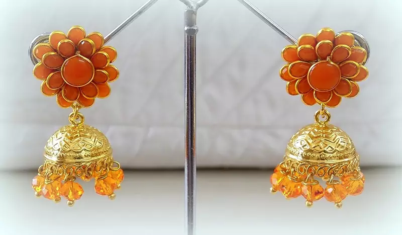 ETHNIC ORANGE PACHCHI JHUMKA