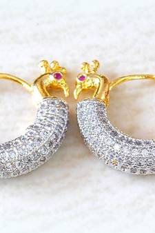 FINE PEACOCK DESIGN CZ BALI EARRING