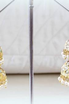 Ethnic jadau pearl stud jhumki earring