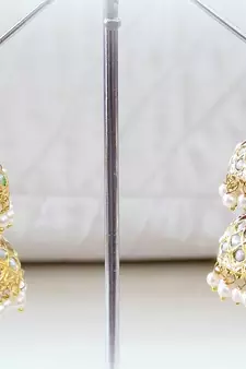Ethnic jadau pearl stud jhumki earring