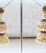Ethnic jadau pearl stud jhumki earring