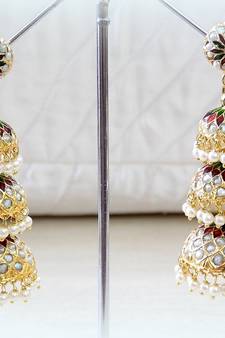 Ethnic jadau pearl stud jhumki earring