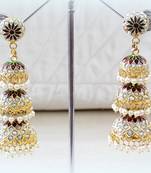 Ethnic jadau pearl stud jhumki earring