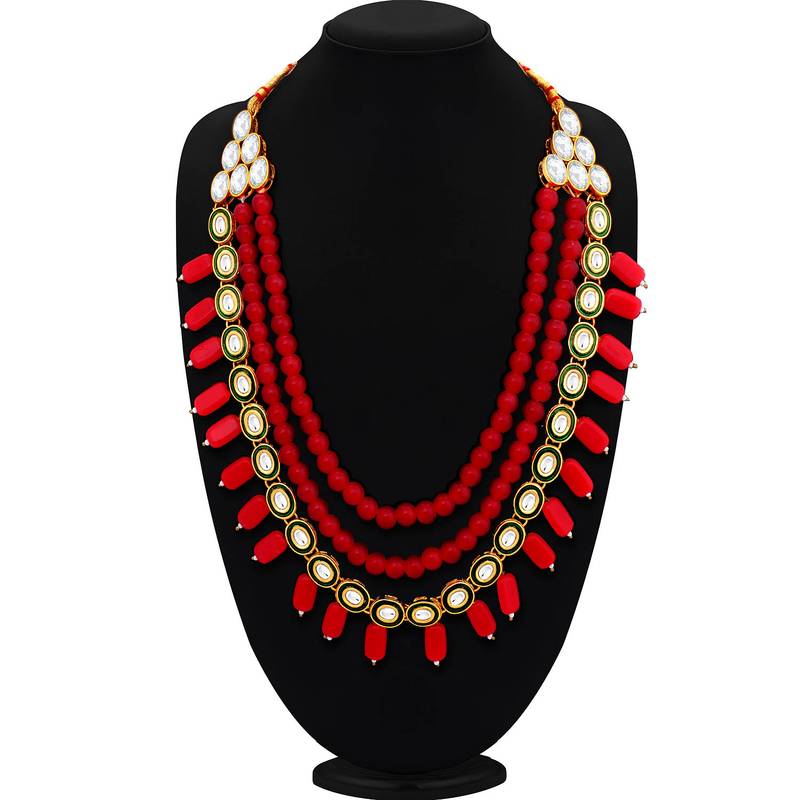 Red pearl necklace set Clearance
