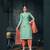 Teal-blue zari woven cotton salwar