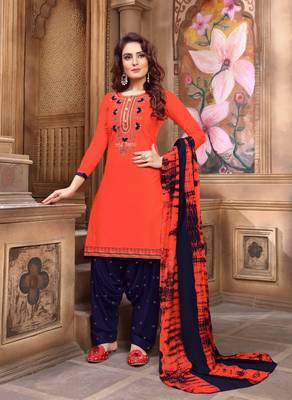 Orange embroidered cotton salwar 1