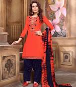 Orange embroidered cotton salwar