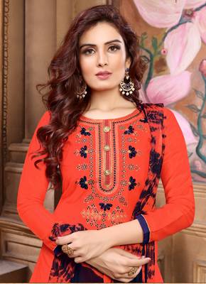 Orange embroidered cotton salwar 2