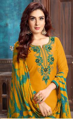 Mustard embroidered cotton salwar 2