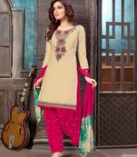 Off-white embroidered cotton salwar