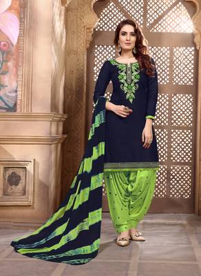 Blue embroidered cotton salwar 1