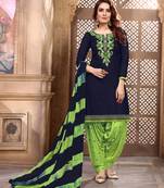 Blue embroidered cotton salwar