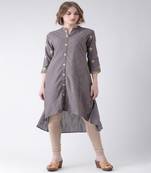 Grey Printed Cotton stitched kurti