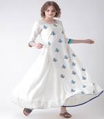 White Embroidered Cotton stitched kurti