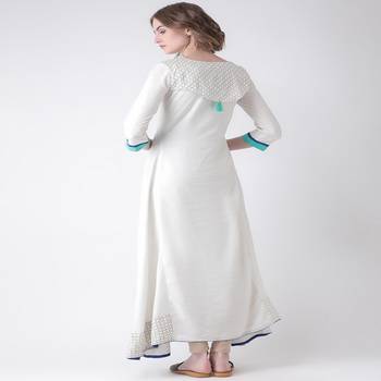 White Embroidered Cotton stitched kurti 3